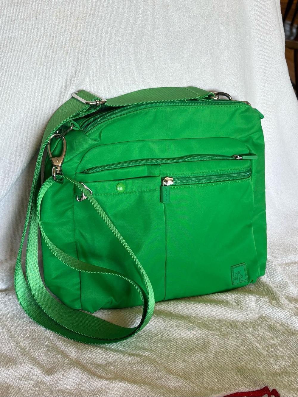 lug Bright Green Crossbody Bag with Multiple Zippers